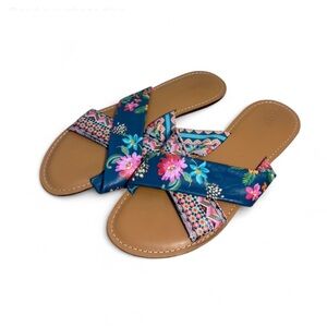Johnny Was Women’s Sandals Size 11 Floral Cross Strap Slides – New